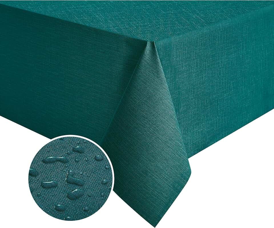 NLMUVW Teal Vinyl Tablecloth for Rectangle, Heavy Duty PVC Table Cloth Wipe Clean Waterproof Table Cover for Kitchen Dining Picnic, 54 x 78 Inch
