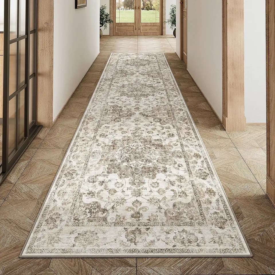 2x8 Brown Neutral Runner Rug