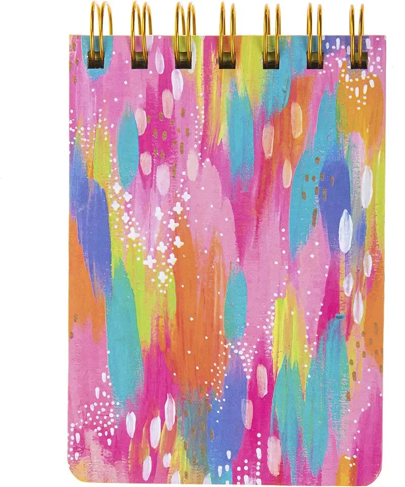 Graphique Petite Wiro Jotter Notepad, Brush Strokes Design - 3.5"x 5.5" Notepad with 200 Lined Pages, Custom Interior and Spiral Bound Top - Cute Journal for Leaving Messages and Taking Notes