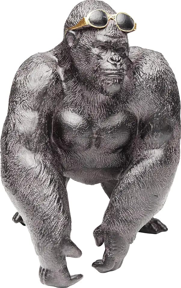 Kare Design Deko Figur Monkey Beach, Schwarz, Deko Objekt Affen Skulptur, Gorilla Motiv, handgefertigt, 20x20x14 cm (H/B/T)