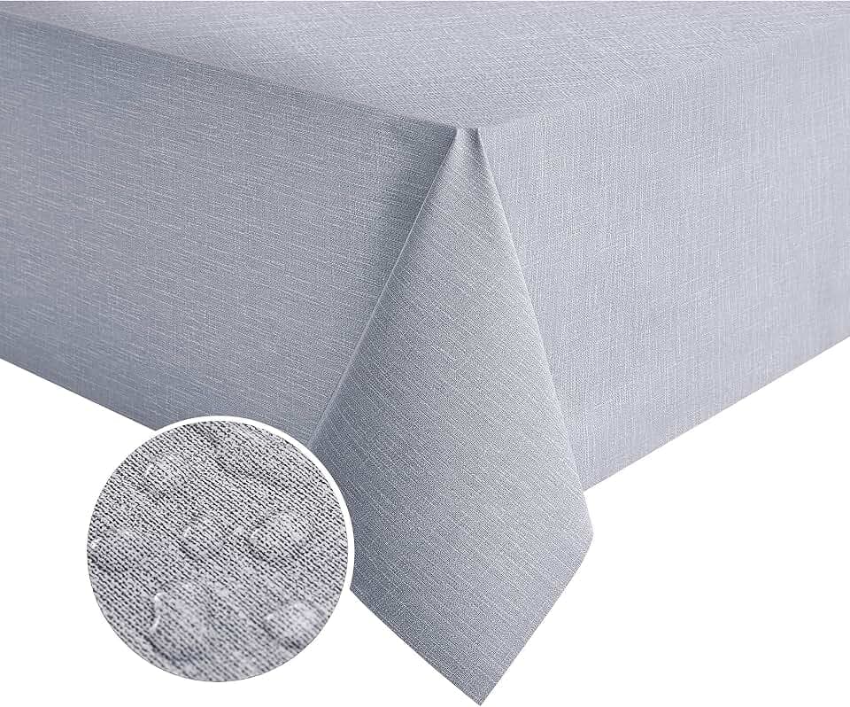 NLMUVW Square Vinyl Tablecloth, Small Heavy Duty PVC Table Cloth 100% Waterproof Oil Proof Wipe Clean Table Cover for Kitchen Dining Picnic, Grey, 42 x 42 inch