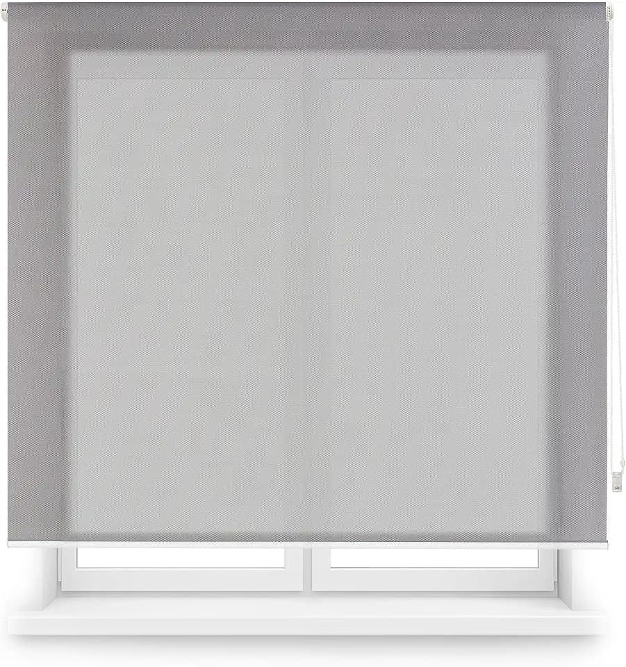 Blindecor Rollo für Fenster nach Maß, Farbe Dunkelgrau, 150 x 180 cm (Breite x Höhe), Stoffgröße 147 x 175 cm, Rollo für Fenster