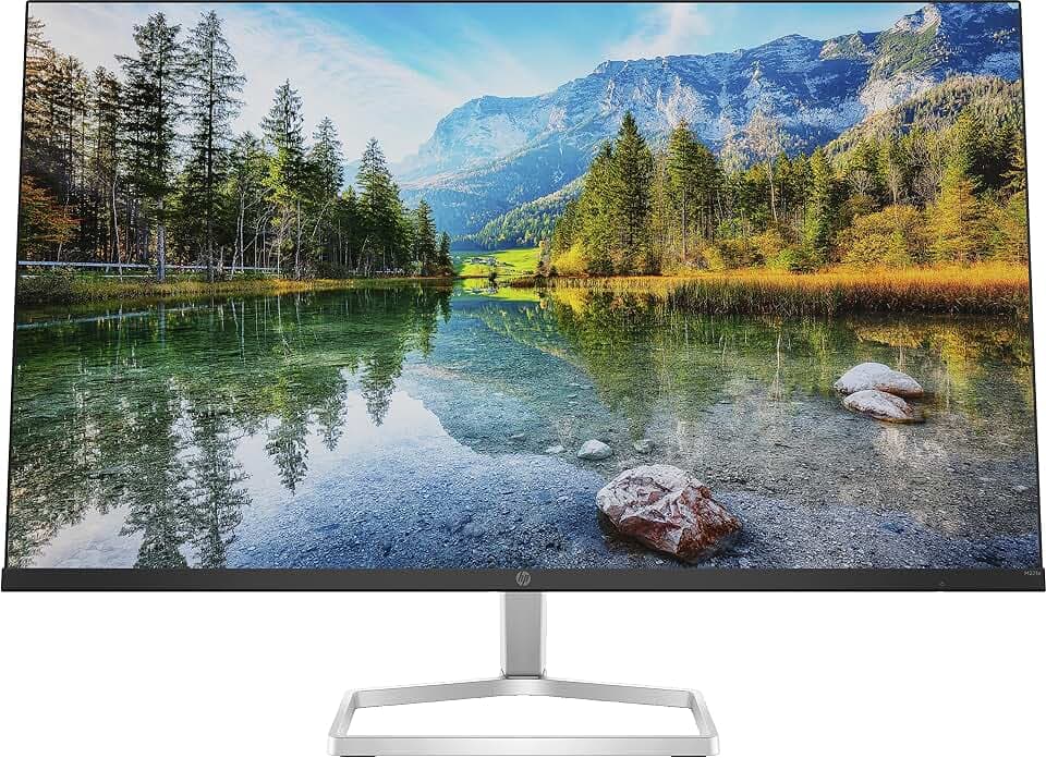 HP M27fe Monitor (27 Zoll Display, Full HD IPS, AMD FreeSync, 75Hz, 2X HDMI 1.4, VGA, HDCP, 5ms Reaktionszeit, Low Blue Light Modus) schwarz/Silber