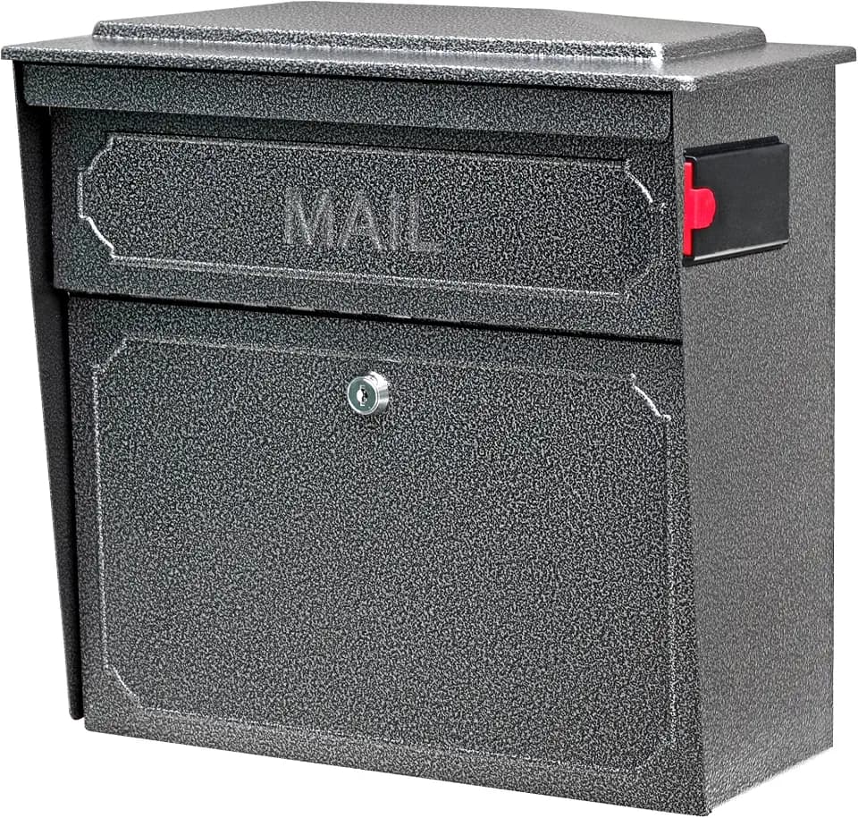 Mail Boss Townhouse Decorative Locking Wall Mount Mailbox, Galvanized Steel