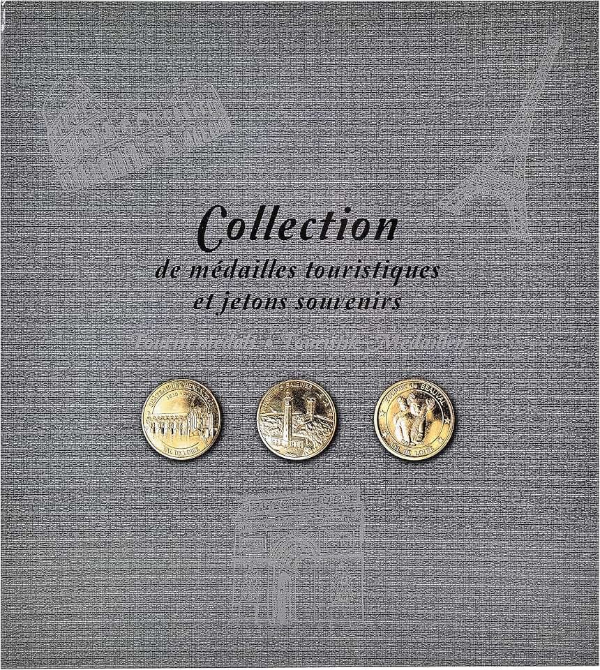 Exacompta 96113E Premium Sammelalbum für 50 Münzen oder Medaillen in 34mm, edler Einband aus stabilem Karton, 2 Seiten für jeweils 25 Münzen, Münzenalbum Münzalbum grau