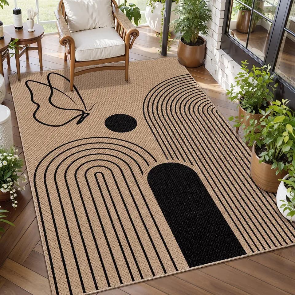 Tangsoo Easy Jute 3x5 Outdoor Rug for Entryway,Washable Non-Slip Carpet