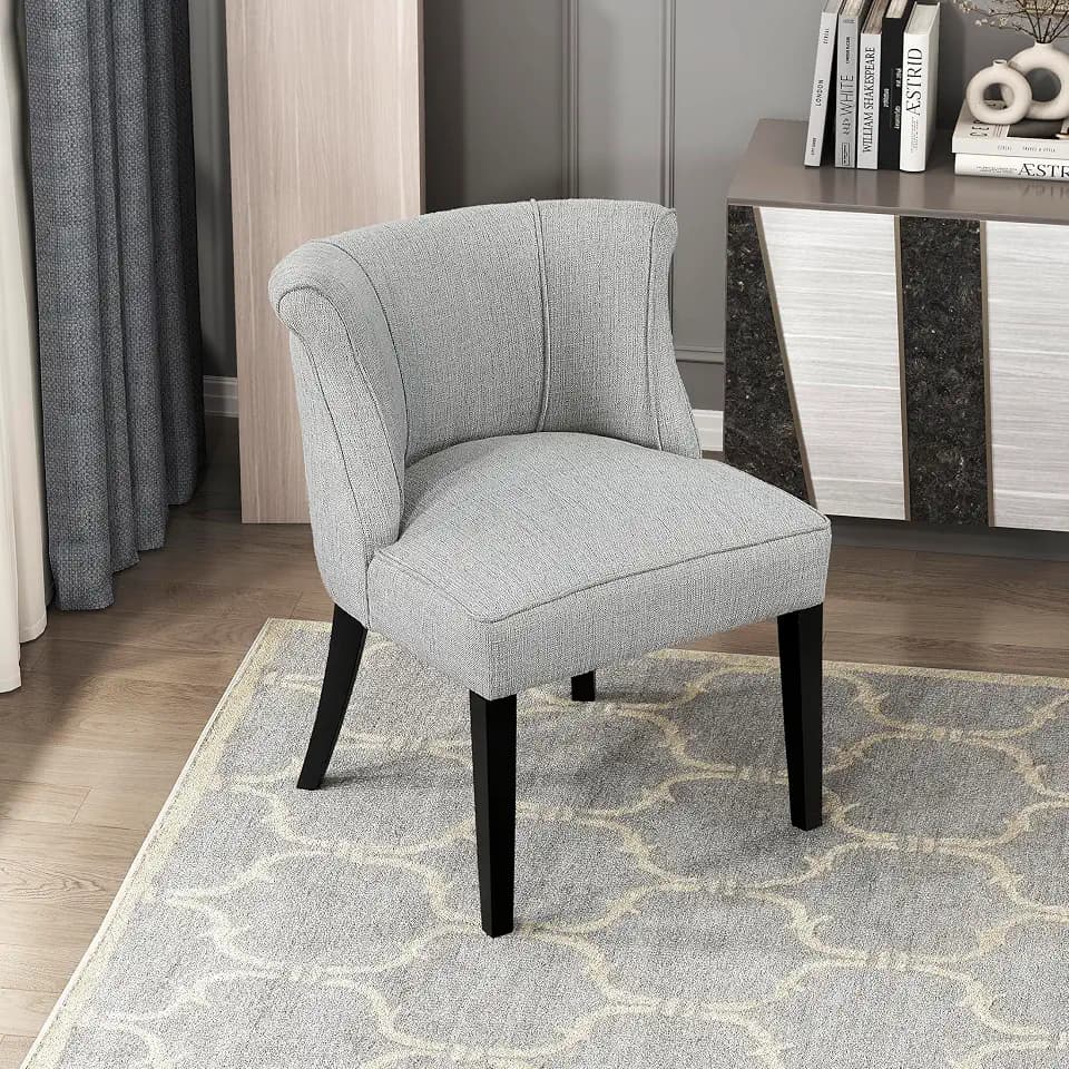 Lexicon Curved Back Accent Chair, Armless Fabric Seat, Gray