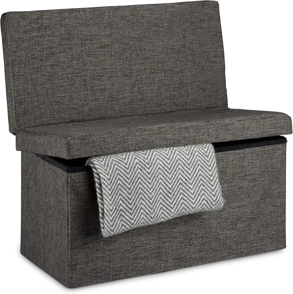 Relaxdays Sitzhocker mit Lehne, HxBxT:73x76x38cm, braun