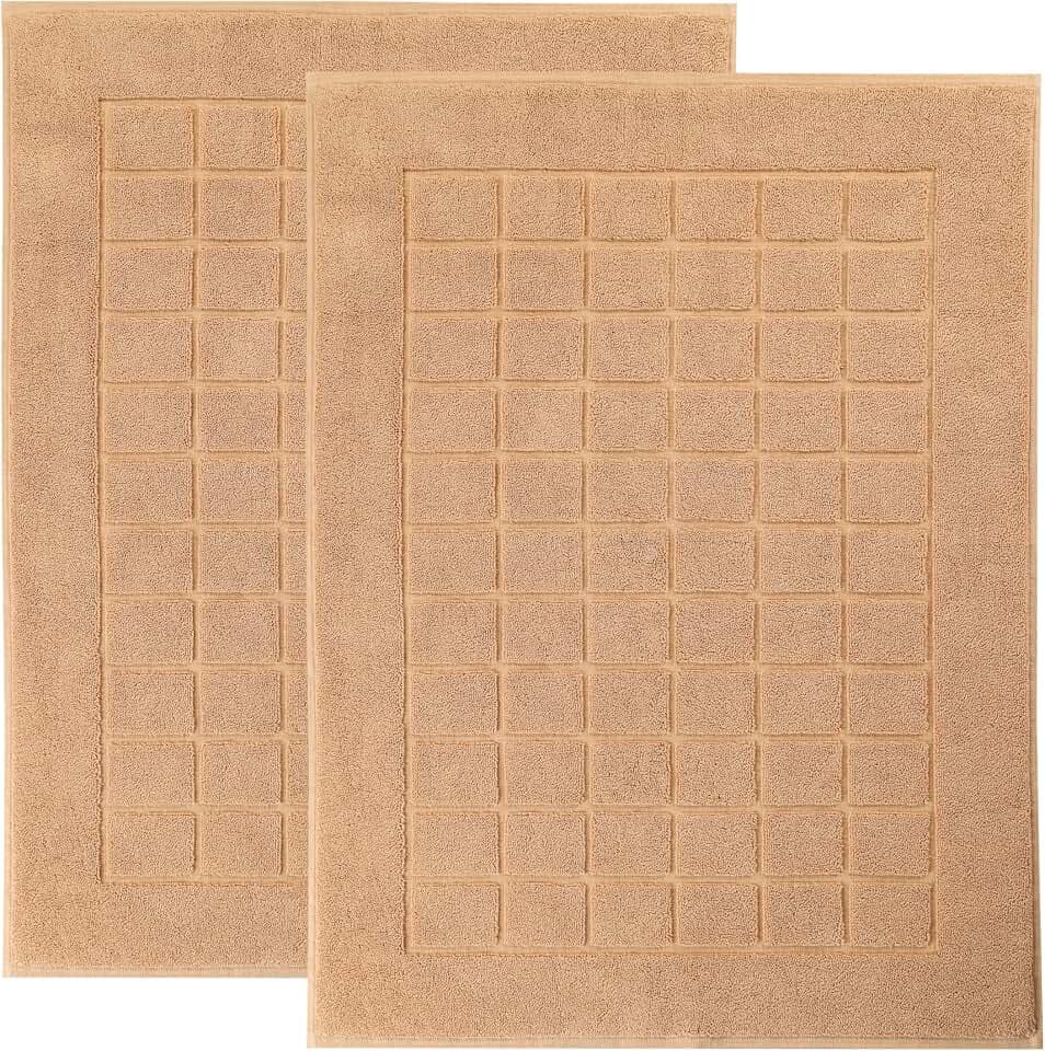 Superior 100% Cotton Bathmat Set, Bath Mats, Bathroom Decor, Shower, Bathtub Essentials, Home Accessories, Small Washable Rug, No Backing, Heavyweight, Nora Collection, Set of 2, 22" x 35", Rust
