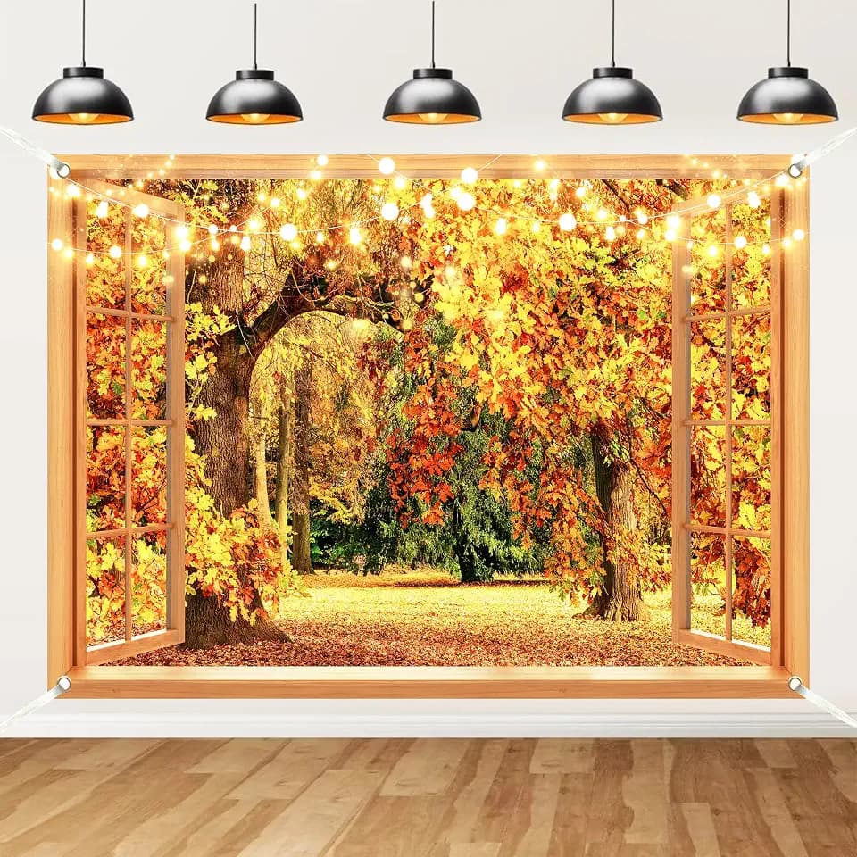 10x8ft Fall Backdrop for Photography Maple Leaf Forest Scenery