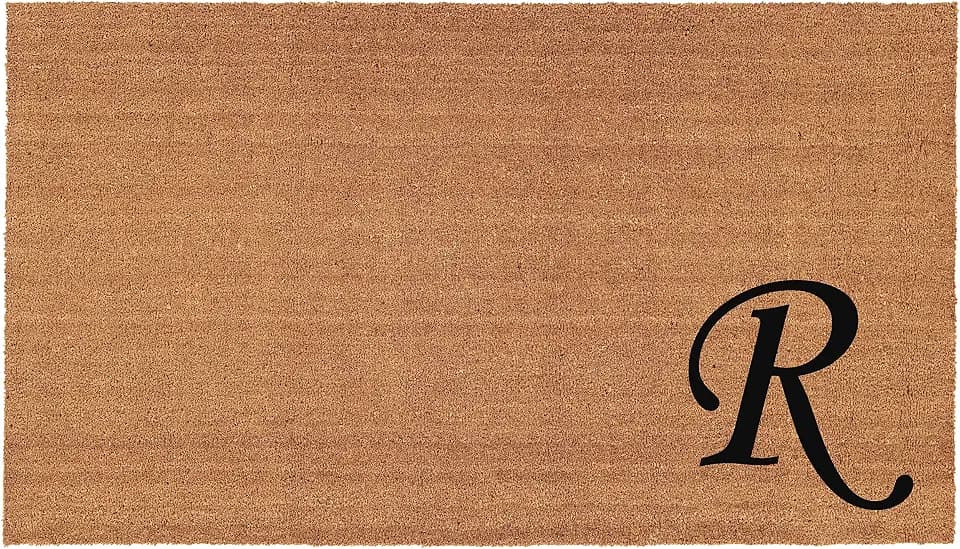 Home & More 153622436R Urban Chic Monogram Doormat (Letter R), Black/Natural, 24" x 36"