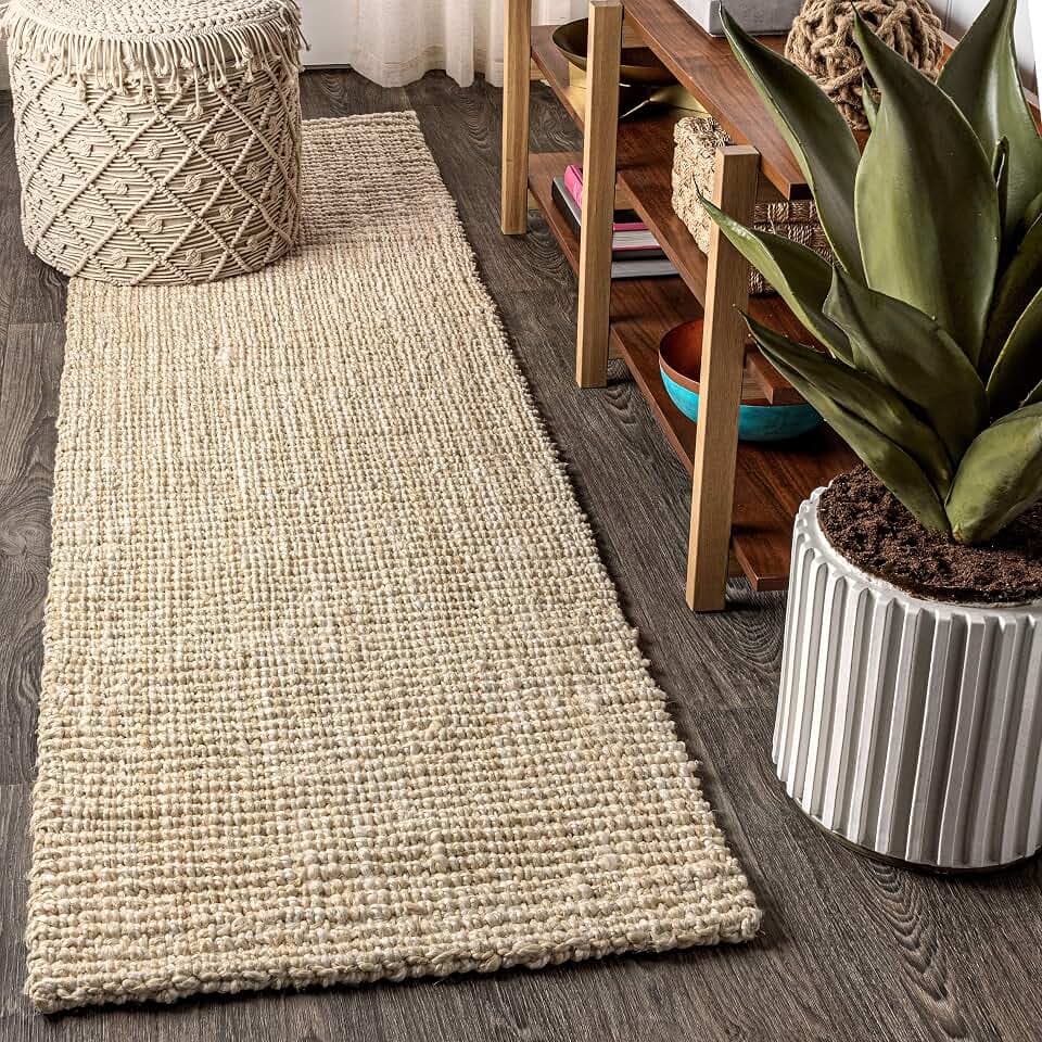 JONATHAN Y Hiro Hand Woven Chunky Jute Ivory Runner Rug, 2x12, Bohemian, Transitional, Easy-Cleaning for Living Room, Bedroom, Kitchen, Pet Friendly, Non-Shedding (NFR103A-212)