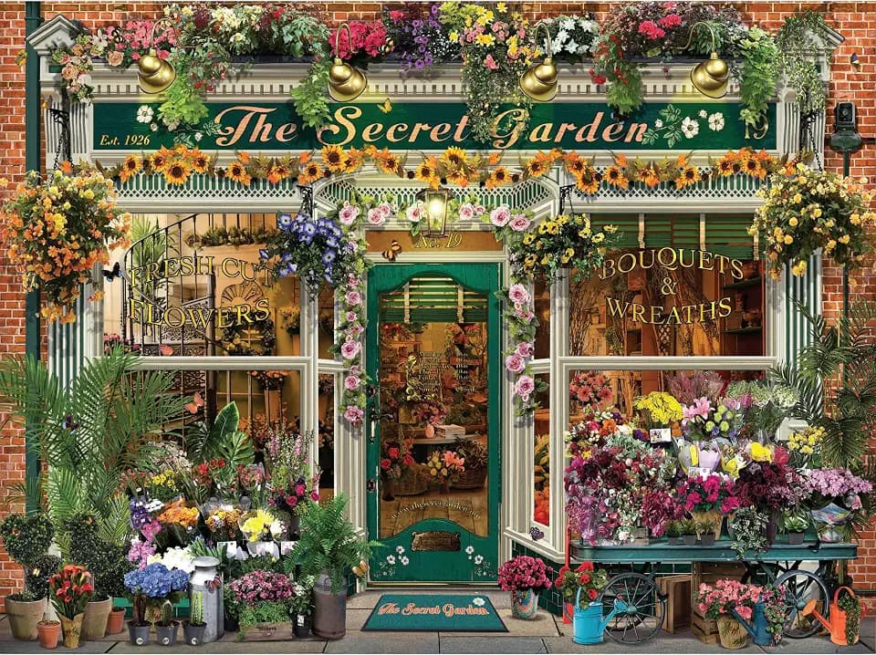 1000 Piece Puzzle for Adults Garry Walton Storefronts Florist The Secret Garden Challenging Colorful Jigsaw 27x20