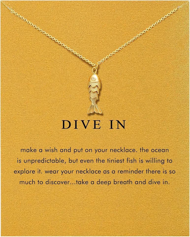 14K Gold Plated Pendant Necklace for Women, Dainty Charm Good Luck Gifts