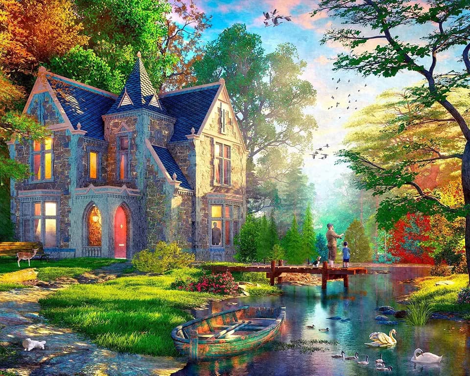 Ceaco - Gothic Fishing Lodge - 1000 Large Piece Jigsaw Puzzle for Adults
