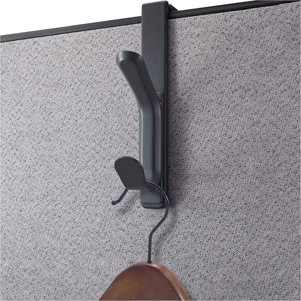 Officemate 22005 Doppel-Kleiderhaken für Kabinenpaneele, verstellbar, 3,2-8,9 cm, Anthrazit