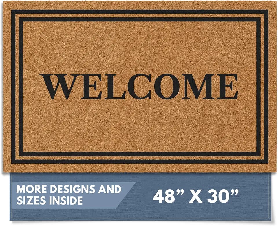 Barnyard Designs Natural Coco Coir Non-Slip Doormat (30x48, Welcome)