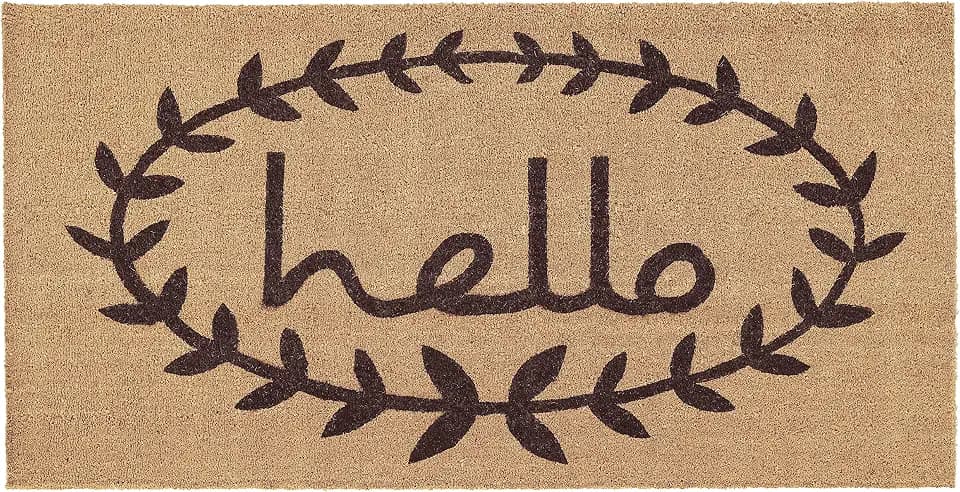 Calloway Mills 121813048 Calico Hello Doormat, 30" x 48", Natural/Black