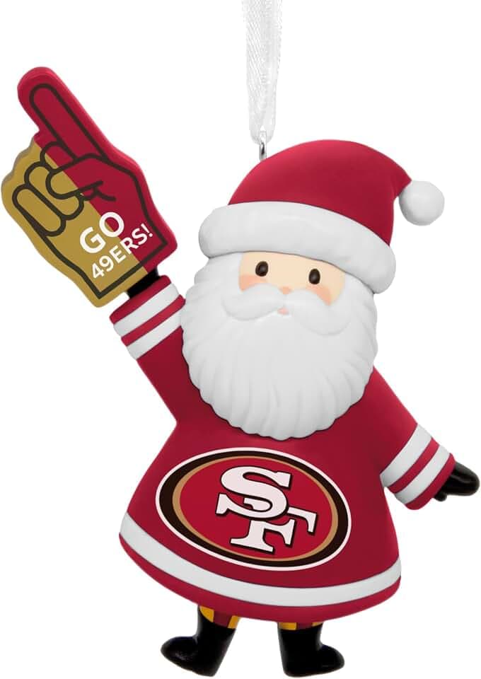 Hallmark Christmas Ornament, NFL San Francisco 49ers Santa Fan Ornament, Gifts for Sports Fans