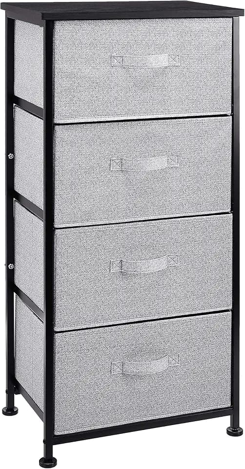 Amazon Basics Fabric 4-Drawer Storage Organizer Unit for Bedroom Closet, Black