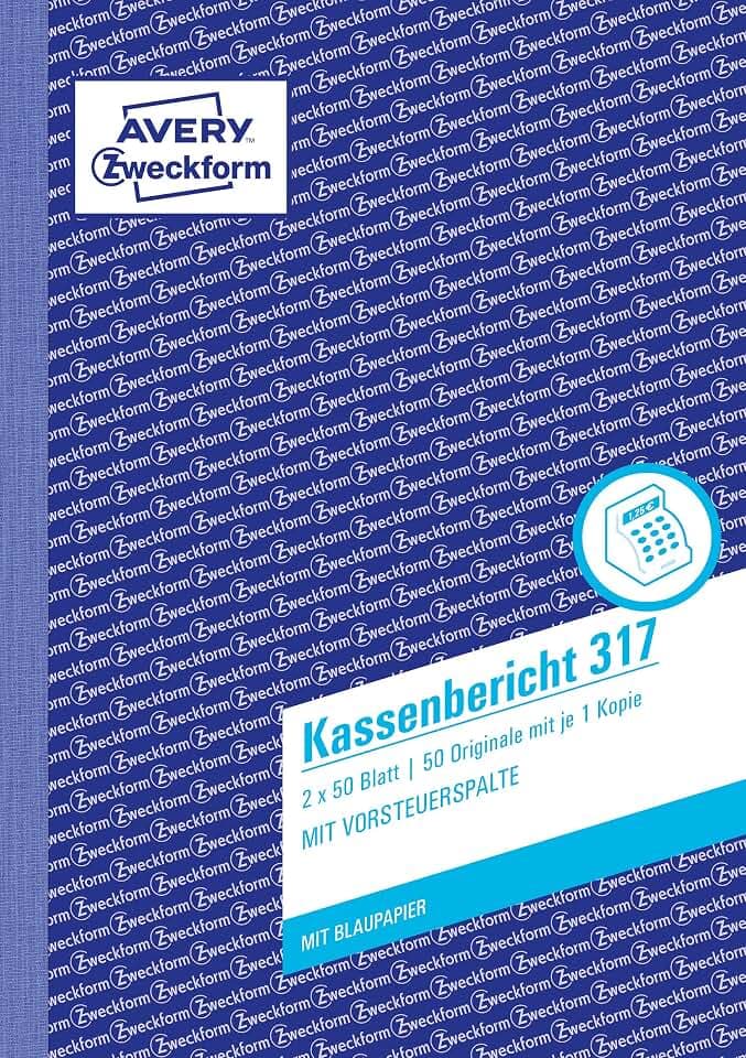 AVERY Zweckform 317 Kassenbericht (A5, 2x50 Blatt, 1 Blatt Blaupapier, retrograde Ermittlung der Tageseinnahmen, von Rechtsexperten geprüft, für DE/AT, zur ordnungsgemäßen Buchführung) weiß/gelb
