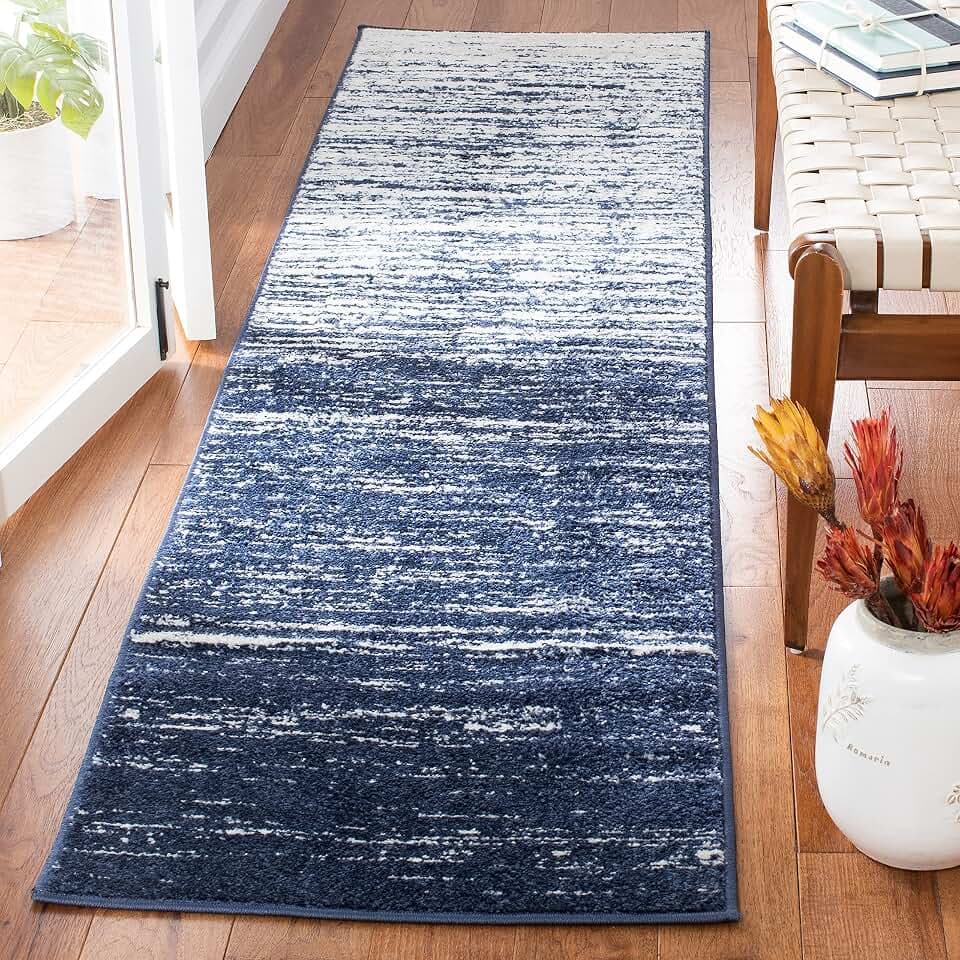 SAFAVIEH Adirondack Runner Rug 2'6"x8', Navy & Ivory ADR113N