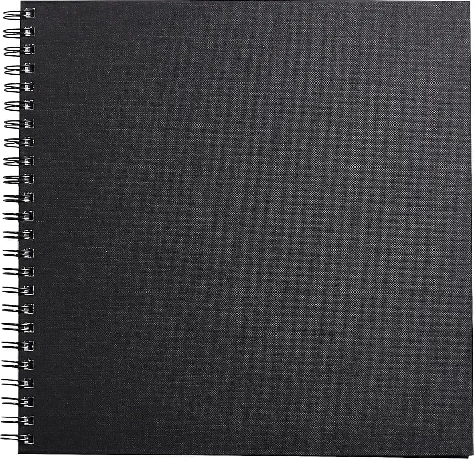 Clairefontaine – Ref. 34261C – Goldline Drahtgebundener Block (64 weiße Blätter) – 30,5 x 30,5 cm Größe, 140 g/m² Papier, quadratisches Layout – schwarzer Einband – geeignet für Trockentechniken