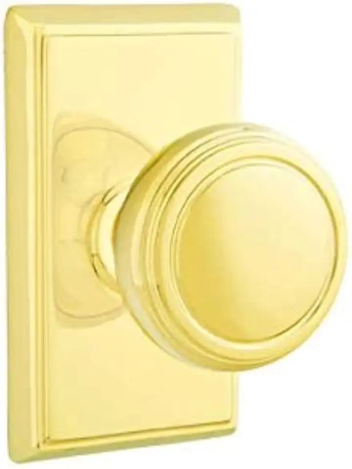 Emtek Privacy Set, Rectangular Rosette, Norwich Knob, Unlacquered Brass US3NL