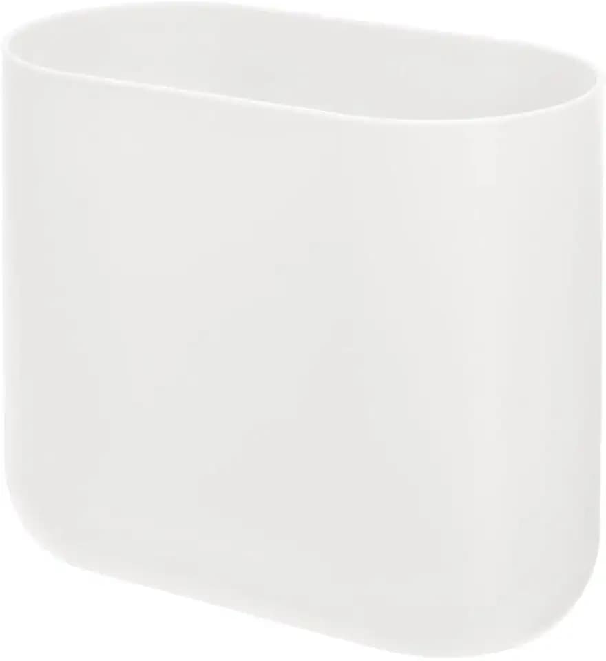 iDesign Small Slim Plastic Bathroom Trash Can, Coconut White
