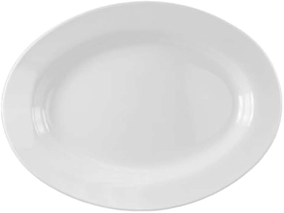FSE 2109TW Platter, 7oz, 9" x 6-3/4", Oval, deep, Break-Resistant, Dishwasher Safe, BPA Free, Melamine, Imperial White, NSF, Pack of 12