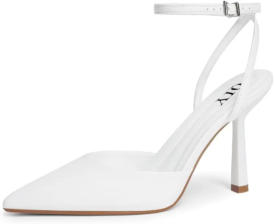 QIY Closed Toe Heels for Women Pumps High Heel Strappy Sandals