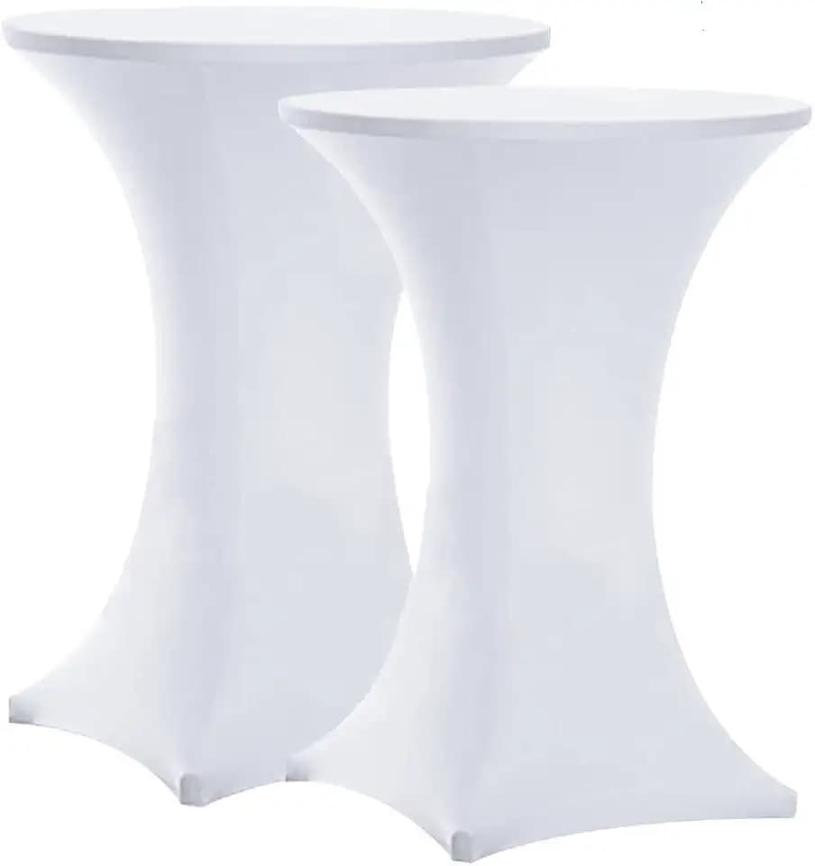 Tina's High Top Table Cloths, Cocktail Table Covers White 2 Pack 32x43 Inch