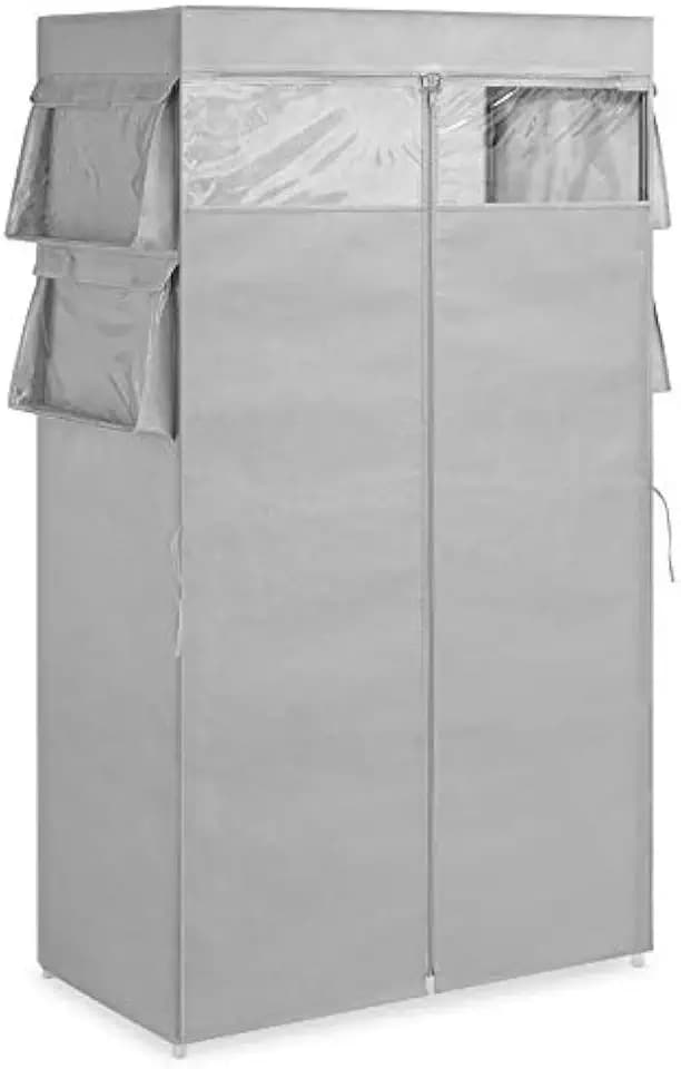 Whitmor, Gray Covered Wardrobe with Accessory Storage