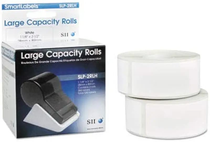 SLP-2RLH Self-Adhesive Address Labels, 1.12" x 3.5", White, 260 Labels/Roll, 2 Rolls/Box