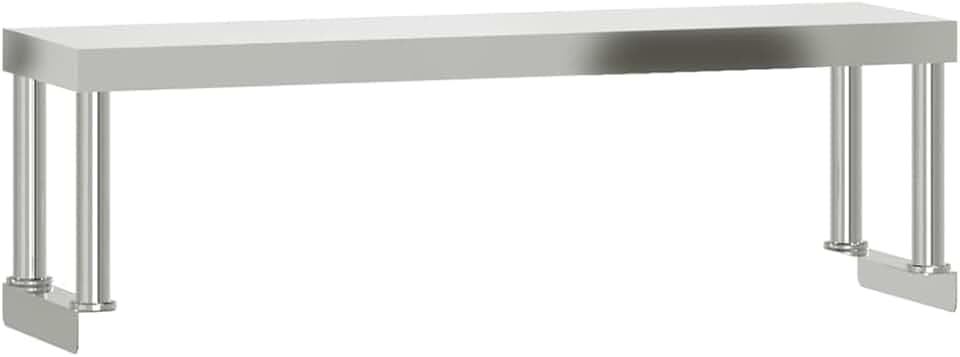 vidaXL Work Table Overshelf, Kitchen Catering Table for Commercial, Food Prep Workbench for Home Restaurant Garage, Stainless Steel, 376448