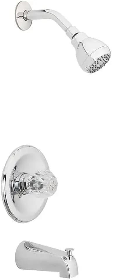 OakBrook Essentials Single Handle Tub and Shower 1 Knob Chrome Acrylic Tub and Shower Faucet