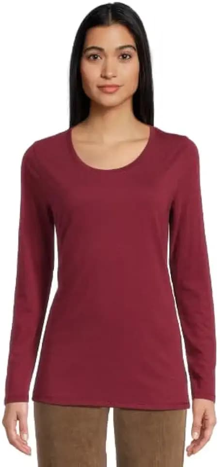 No Boundaries Junior's Long Sleeve Scoop Neck T-Shirt