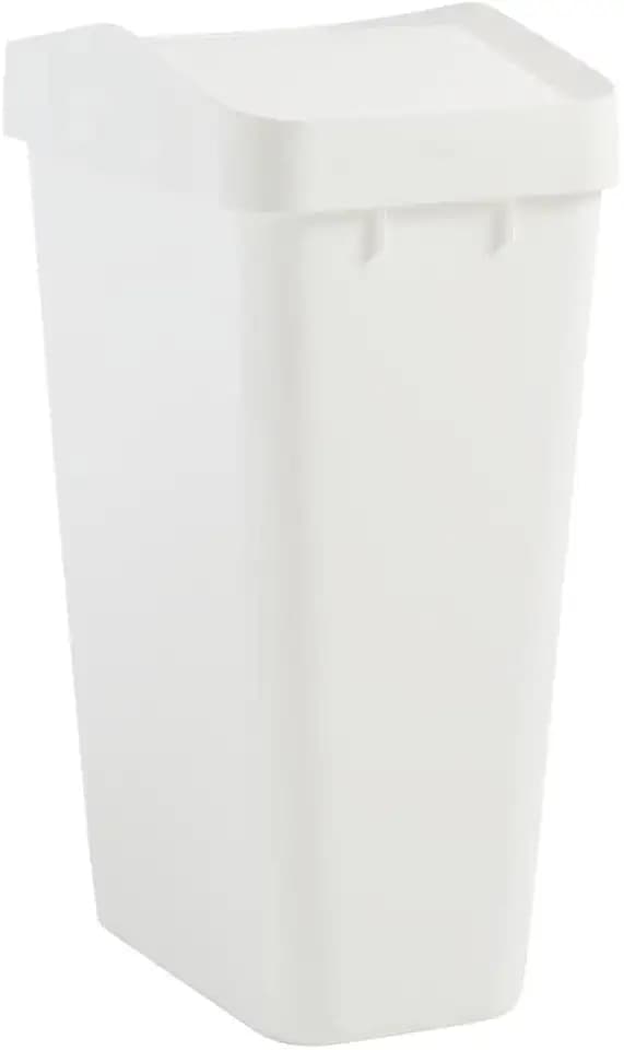 Rubbermaid Swing Top Waste Container for Home and Kitchen, Easy Access Disposal and Slim Modern Trash Can with Lid, 12.2 Gallon Capacity, White