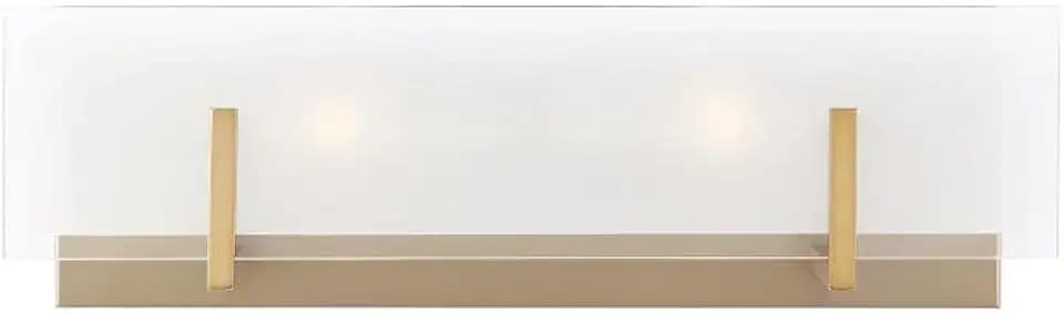 Generation Lighting 2-Light Syll Bath Fixture Wall Lamp (Satin Brass) 4430802-848 | Bathroom Light Fixture for Home Decor | Vanity Light Fixture Uses Candelabra E12 Standard or LED Light Bulbs