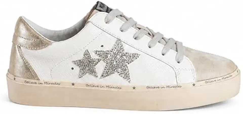 Mi.iM Gaby Women's Star Sneakers - Snake Print Suede Lace-Up Fashion Shoes with Rubber Sole