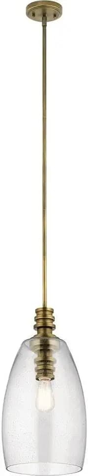 Kichler 43090NBR Contemporary Modern One Light Pendant from Lakum Collection in Brass Finish