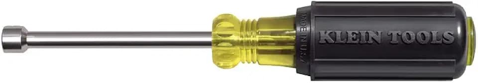 Klein Tools 630-1/4M Nut Driver, Made in USA, 1/4-Inch Magnetic Tip Nut Driver with 3-Inch Hollow Shaft, Cushion Grip Handle