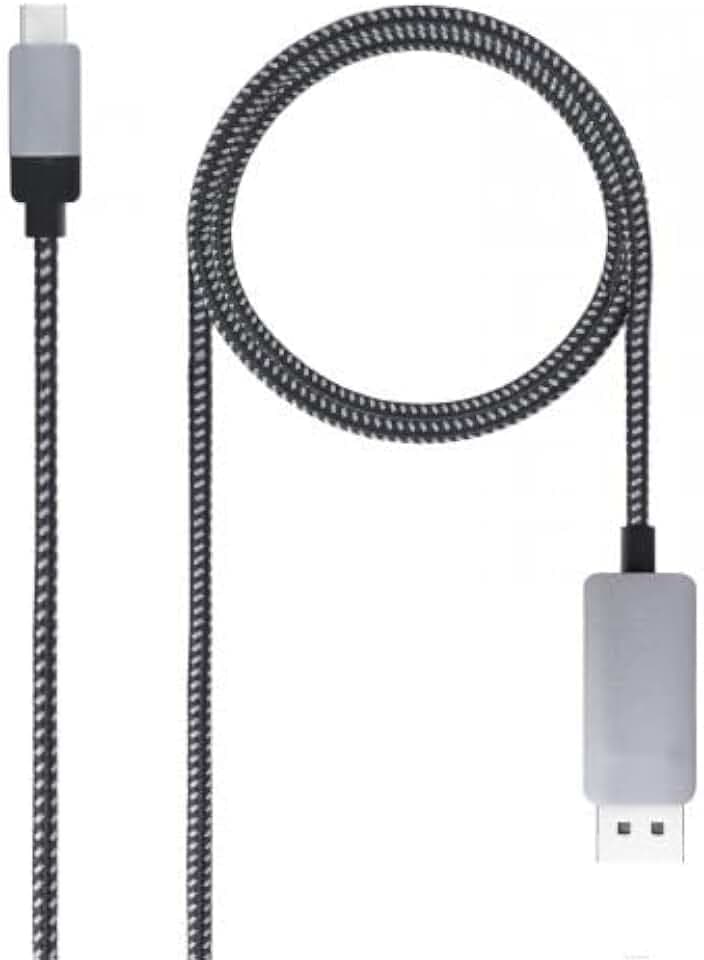 Videokabel-Adapter – USB-Kabel Typ C auf DisplayPort 1,8 m, hergestellt aus schwarzem Aluminium, Bild und Haltbarkeit.