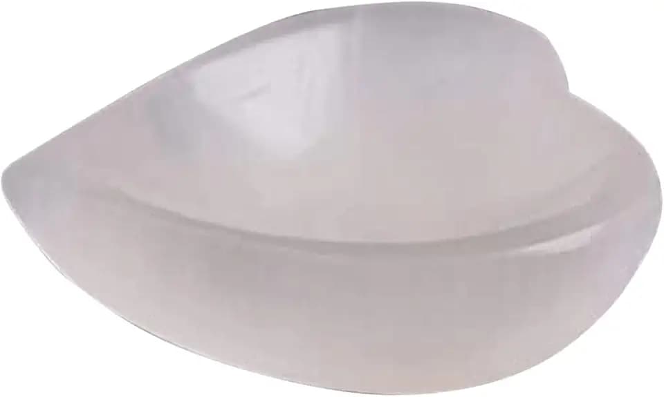 Selenite Crystal Heart Shape Bowl 10cm, Reiki Healing Meditation & Home Decoration Stone, Ideal for Cleansing and Smudging