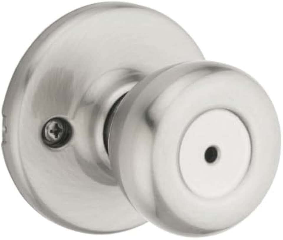 Kwikset Tylo Interior Privacy Door Knob with Lock, Door Handle For Bathroom and Bedroom, Satin Nickel Keyless Turn Lock Doorknob, with Microban Protection