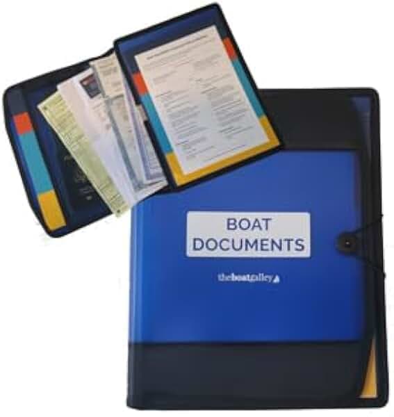 Boat Documents Organizer - Large Size Water Resistant Case for Boat Papers - Keep All Documents Safe and Organized - Boating Gifts for Men (Blue)