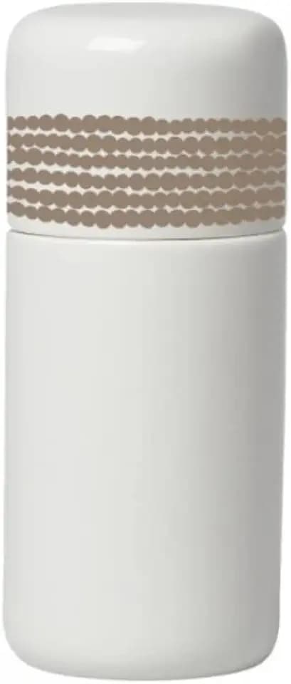 MARIMEKKO Oiva Räsymatto Stoneware Spice Grinder (White & Beige) — Refine Your Kitchen Décor with Our Iconic White Stoneware — Perfect Spice Grinder for Kitchen — Fine Grinder for Spices (2"W x 6"H)