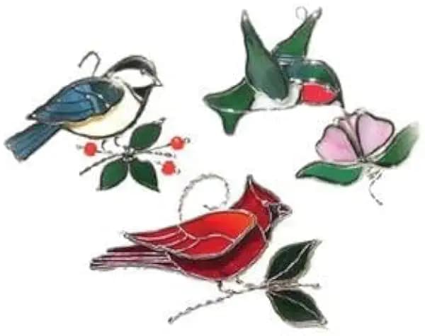 Delphi Glass Pre-Cut Birds Trio Kit: Stained Glass Kit - 25 Pieces - Adults - Modern Style - Not Foldable