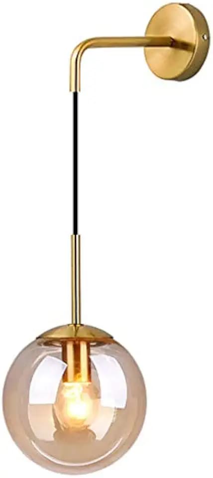 Industrielle Vintage 15cm Glaskugel Drop Wandleuchte Schlafzimmer Korridor Wandleuchte Licht Retro Bernstein Glaskugel Wandlampe (Bernstein)