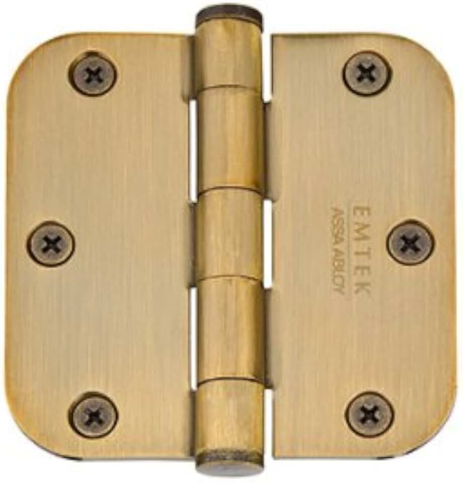Emtek 96133US 3-1/2" x 3-1/2" 5/8" Radius Corners Residential Plain Bearing Hinges (Pair), Solid Brass - Flat Black (US19)